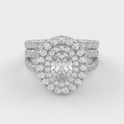 IGI Certified Split Shank Double Halo Bridal Set Ring for Women