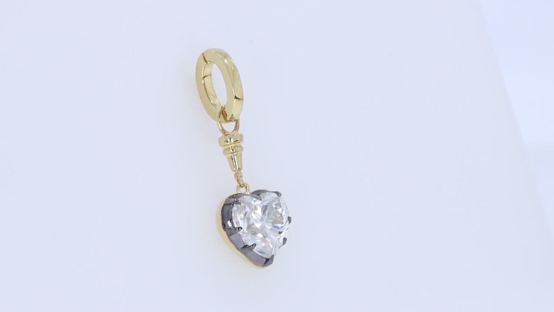 Two Tone Love Heart Pendant 8MM Lab Created Moissanite