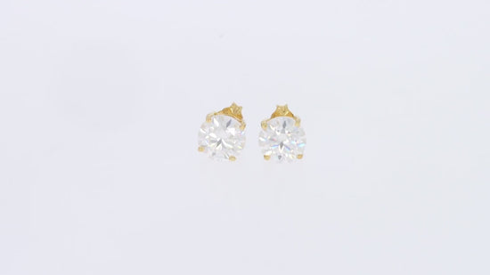 Load and play video in Gallery viewer, 2.50 Carat 7MM Round Cut Lab Created Moissanite Diamond Push Back Stud Earrings In 925 Sterling Silver (2.50 Cttw)
