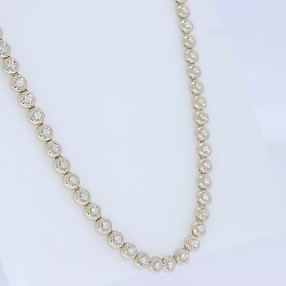 Tennis Necklaces for Women, 1.76 Carat Round Lab Created Moissanite Diamond 5MM Width Choker Necklace In 10K Solid Gold Jewelry