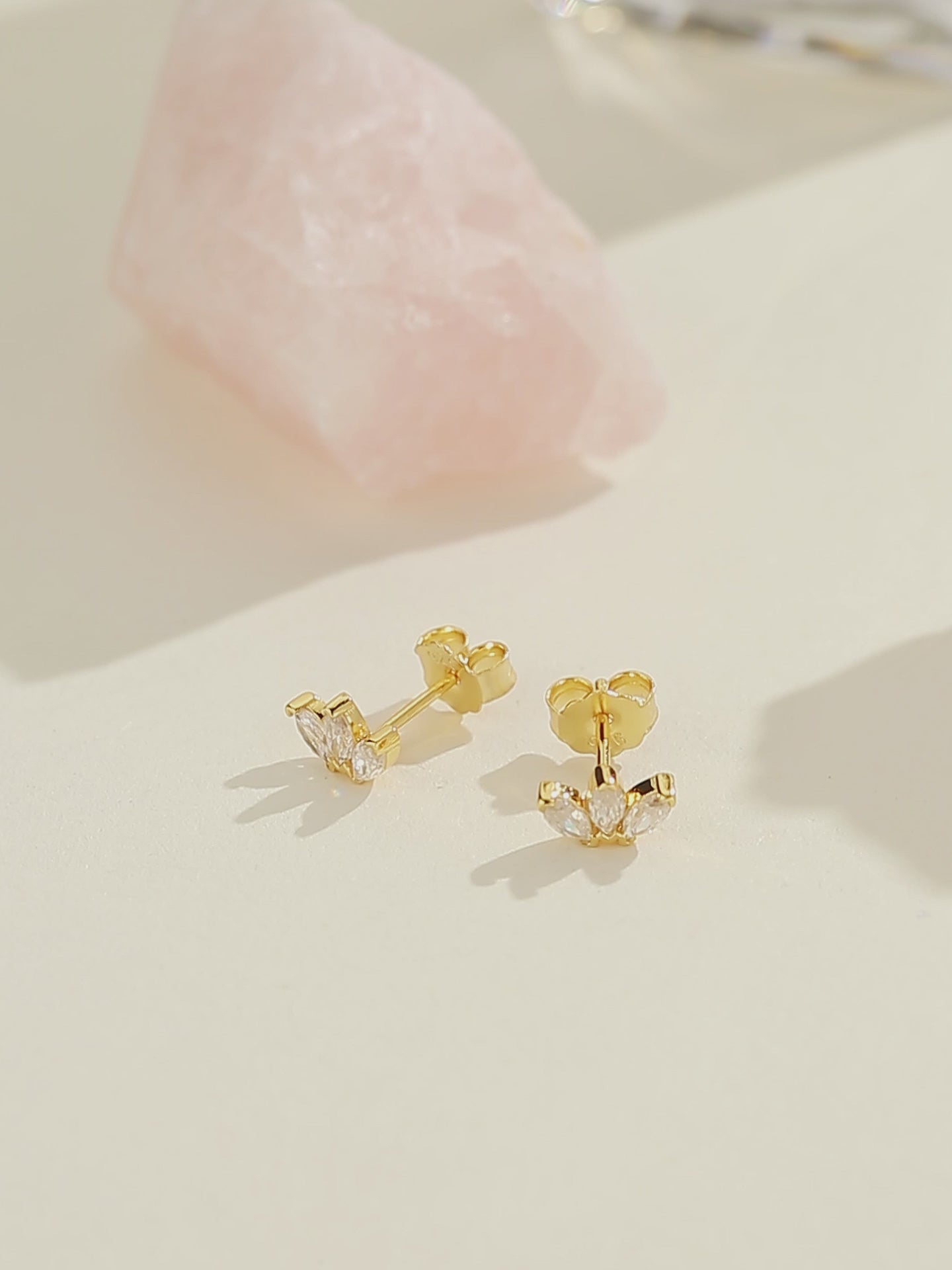 Trio Stone Stud Earrings