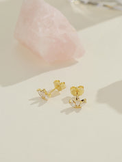 Trio Stone Stud Earrings