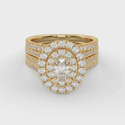 IGI Certified Oval Shape Double Halo Bridal Set Ring