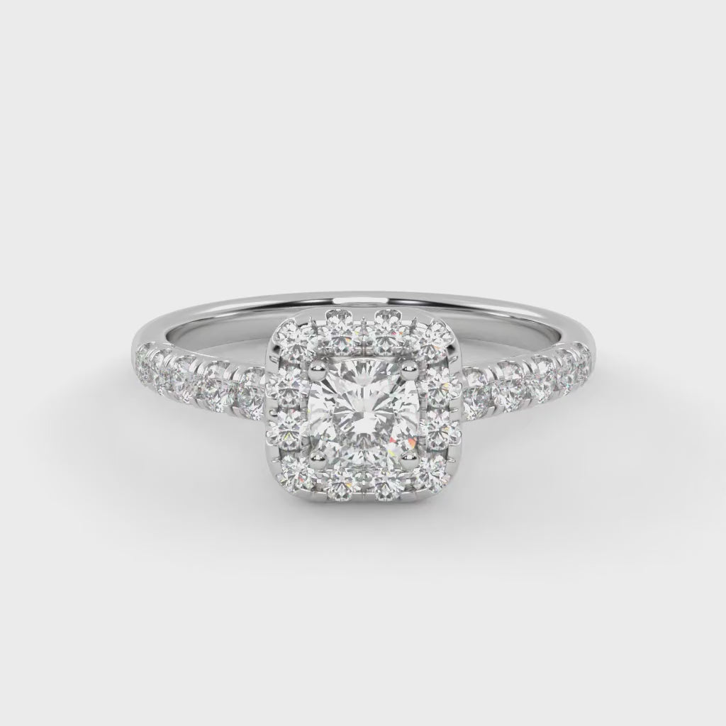 IGI Certified Half Eternity Halo Solitaire Engagement Rings for Women