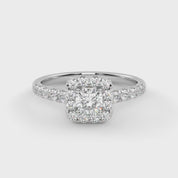 IGI Certified Half Eternity Halo Solitaire Engagement Rings for Women