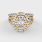 IGI Certified Split Shank Double Halo Bridal Set Ring for Women