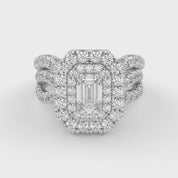 IGI Certified Emerald Cut Lab Diamond Bridal Set Ring