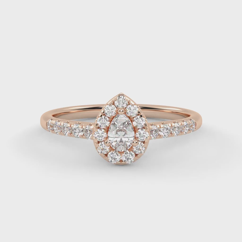 IGI Certified Teardrop Halo Ring