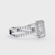 Kylie Radiant Cut Split Shank Halo Lab Grown Diamond Engagement Ring