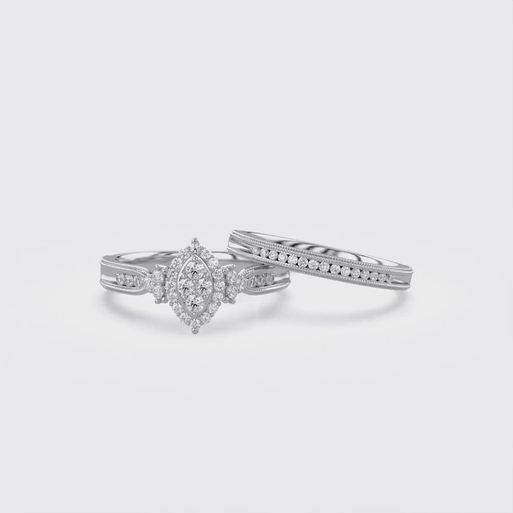 Marquise Cut Bridal Set Lab Grown Diamond Ring