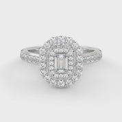 IGI Certified Emerald and Round 0.95 Carat Lab Grown Diamond Engagement Ring