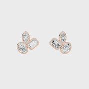 Lila Three Stone Stud Earrings