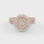 IGI Certified Emerald and Round 0.95 Carat Lab Grown Diamond Engagement Ring