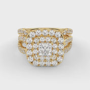 IGI Certified Infinity Shank Princess Cut Lab Diamond Bridal Set Ring