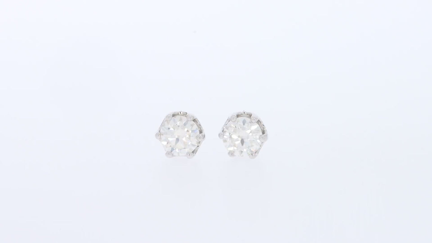 2 Carat Round Cut Lab Created Moissanite Diamond Push Back Stud Earrings In 925 Sterling Silver (2 Cttw)