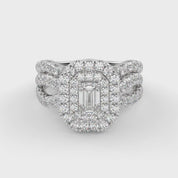 IGI Certified Emerald Cut Lab Diamond Bridal Set Ring