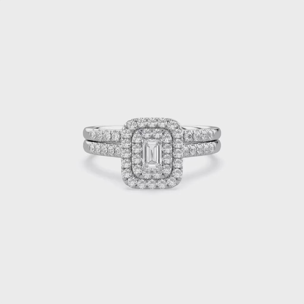 Double Halo Bridal Set Lab Grown Diamond Ring