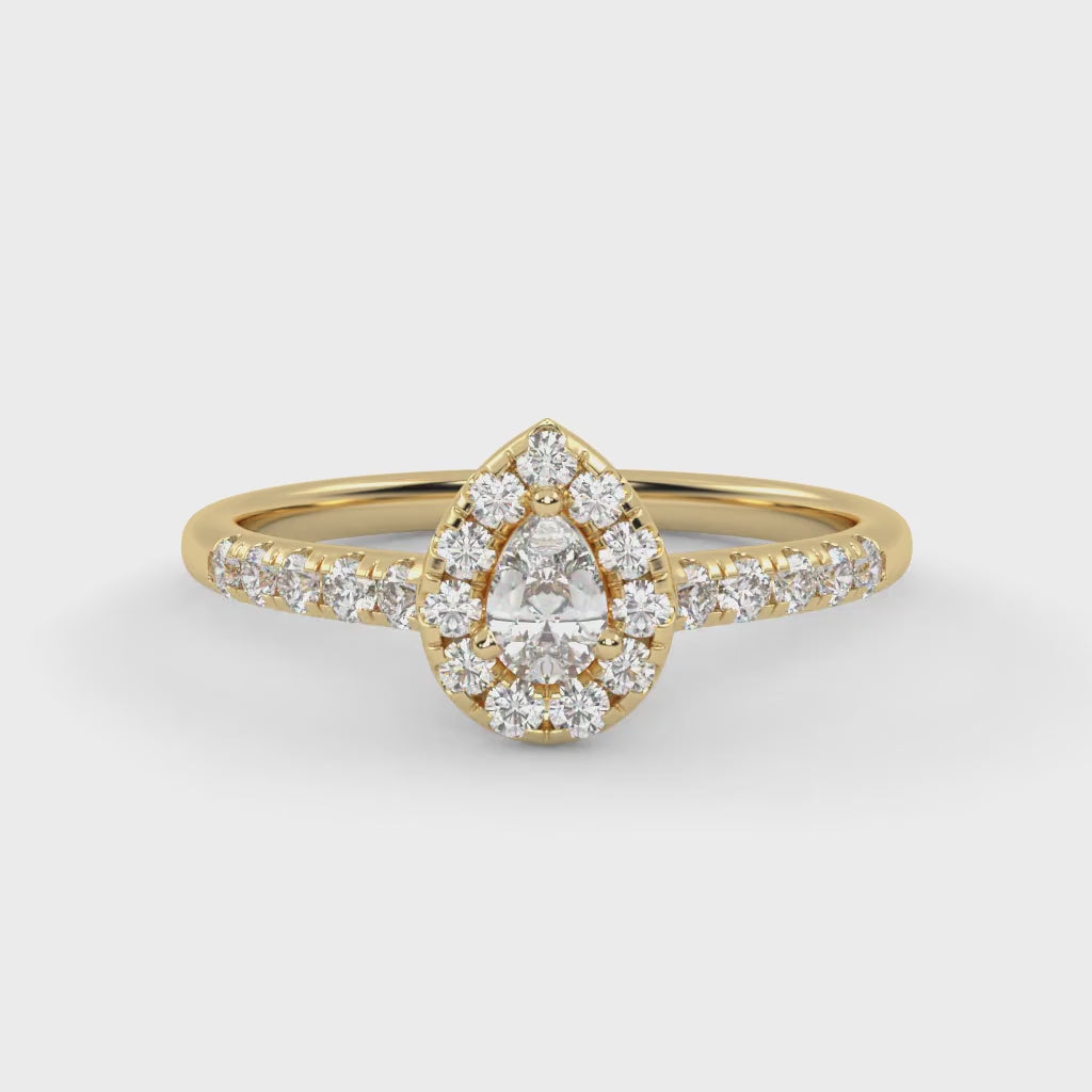 IGI Certified Teardrop Halo Ring