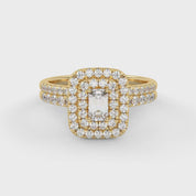 IGI Certified Emerald and Round 1.00 Carat Lab Grown Diamond Engagement Wedding Ring