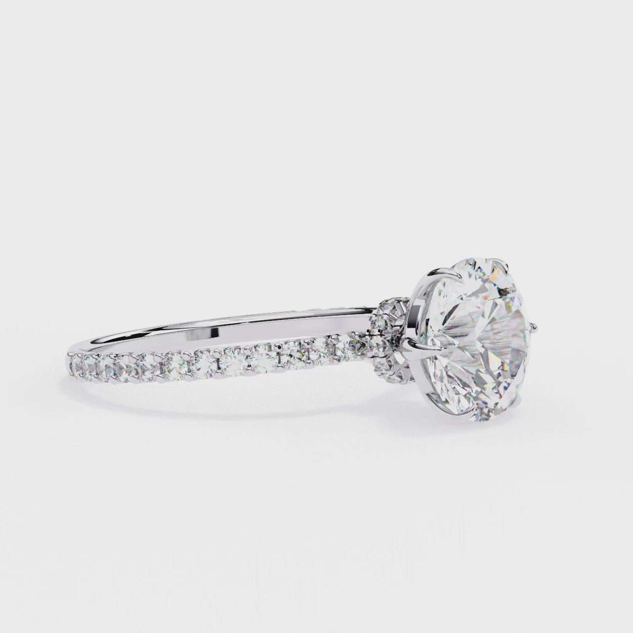 Cushion Cut Hidden Halo Lab Grown Diamond Engagement Ring