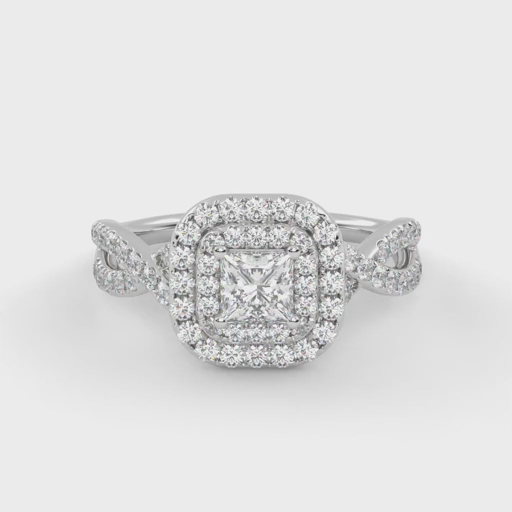 IGI Certified Princess and Round 1.00 Carat Lab Grown Diamond Engagement Ring