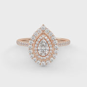 IGI Certified Double Halo Teardrop Engagement Ring