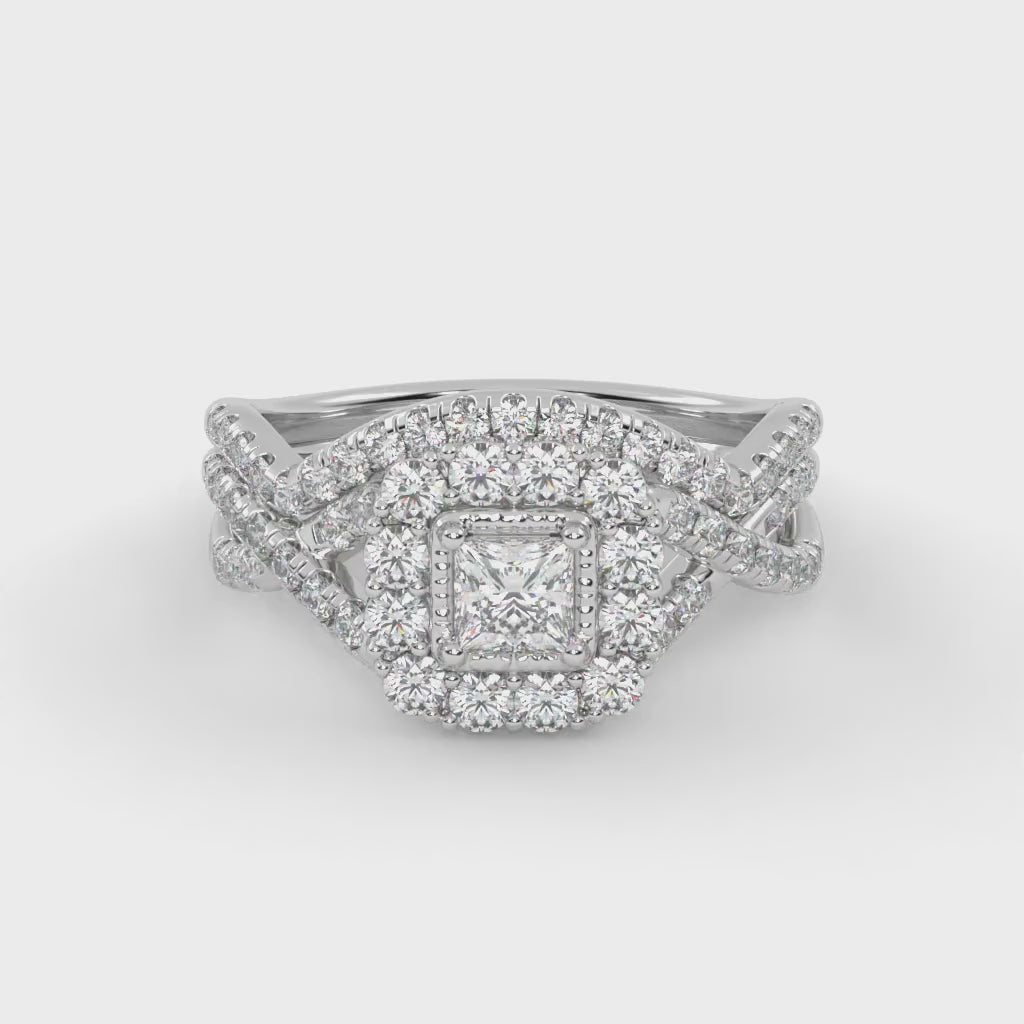 IGI Certified Infinity Halo Bridal Set Ring