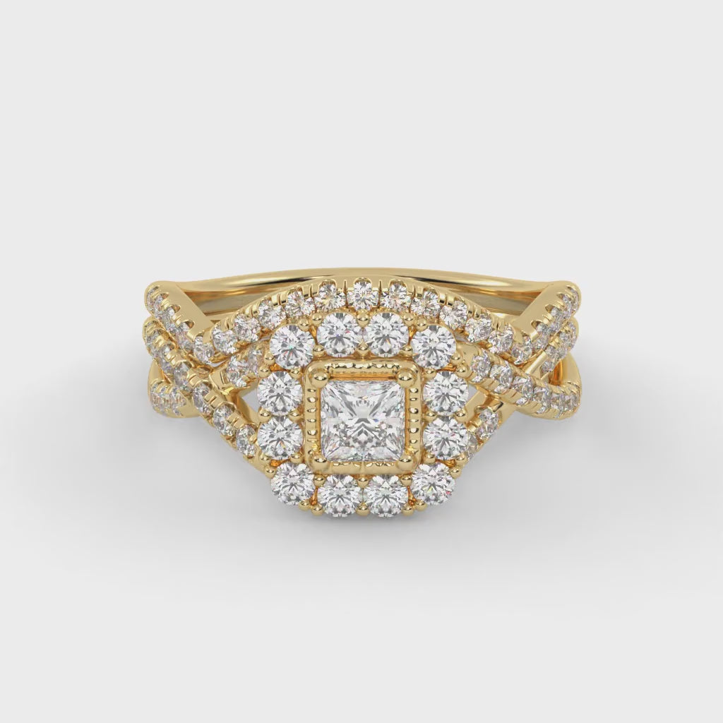 IGI Certified Infinity Halo Bridal Set Ring