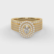 IGI Certified Oval Shape 3 Row Double Halo Bridal Set Ring