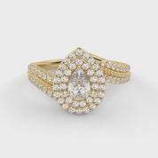 IGI Certified Bypass Double Halo Solitaire Engagement Ring