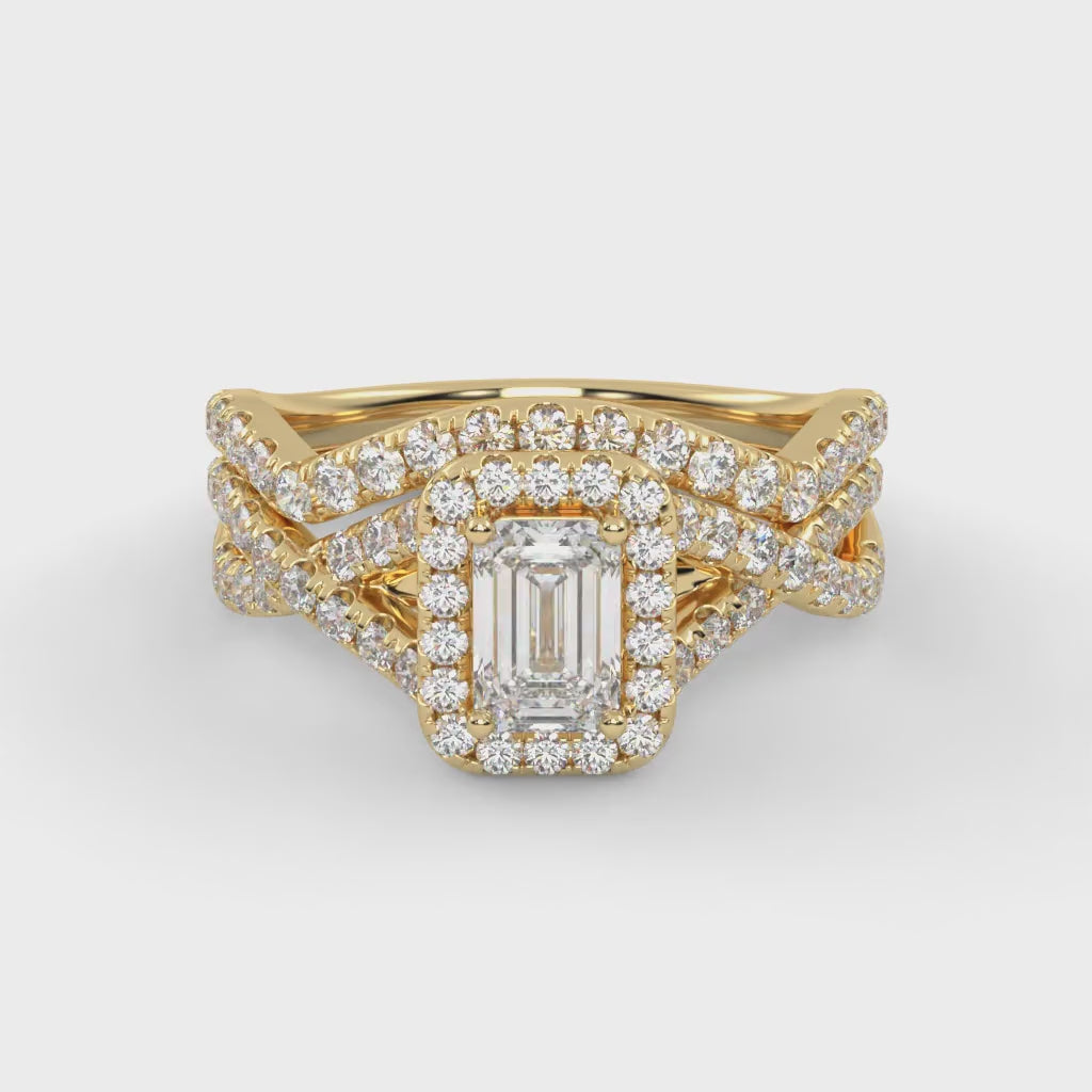 IGI Certified 1.40 Ct Emerald & Round Lab Diamond Engagement Ring