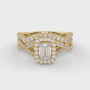 IGI Certified 1.40 Ct Emerald & Round Lab Diamond Engagement Ring