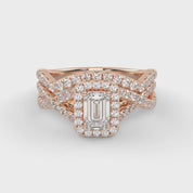 IGI Certified 1.40 Ct Emerald & Round Lab Diamond Engagement Ring
