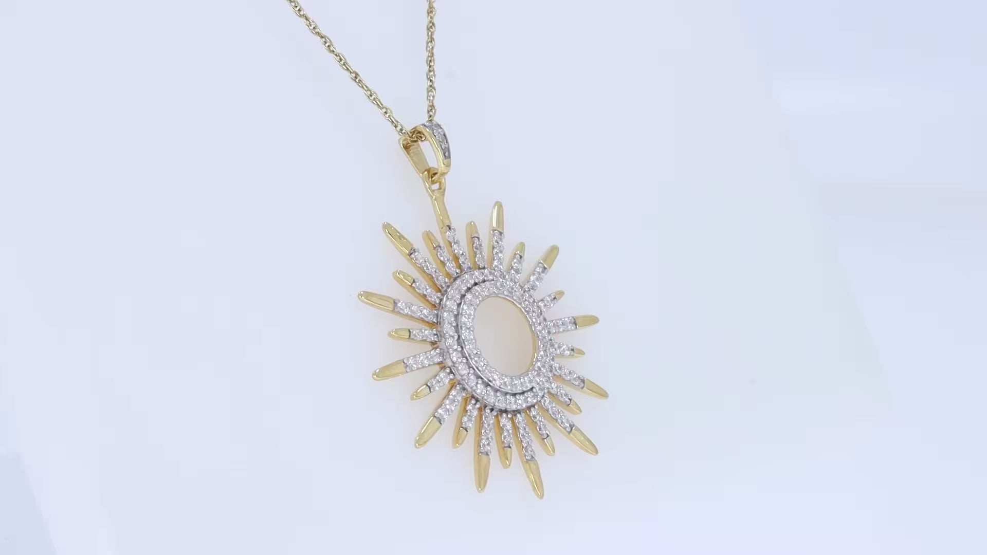 White Cubic Zirconia Sunburst Pendant Necklace