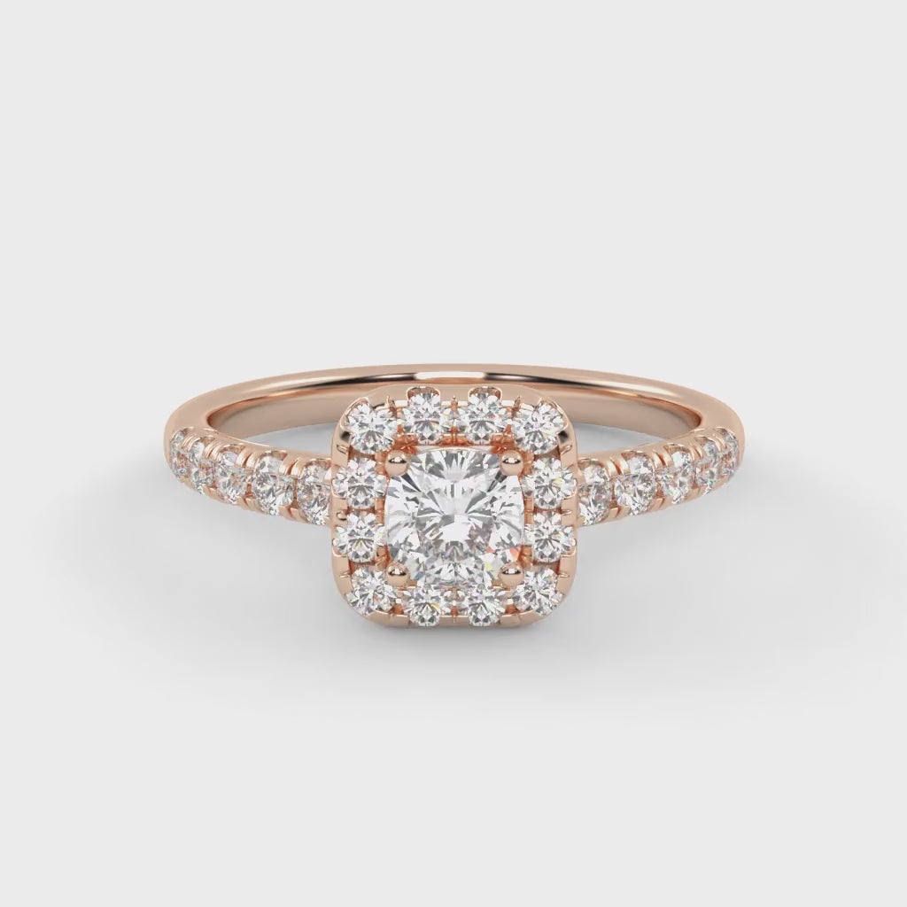 IGI Certified Half Eternity Halo Solitaire Engagement Rings for Women