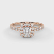 IGI Certified Half Eternity Halo Solitaire Engagement Rings for Women
