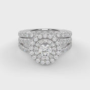 IGI Certified Double Halo Lab Diamond Bridal Set Ring