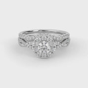 IGI Certified Round Shape Infinity Halo Solitaire Bridal Set Ring