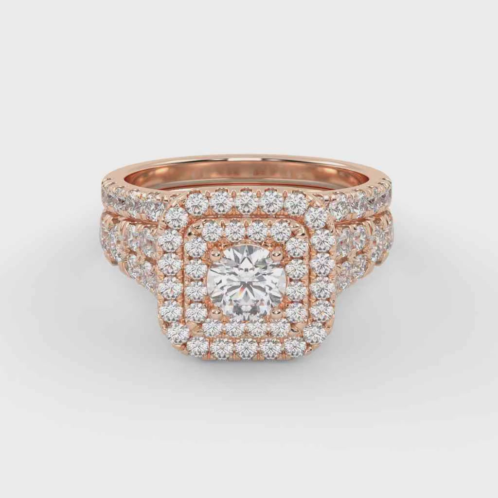 Round Shape 2.00 Carat Lab Grown Diamond Half Eternity Bridal Set Ring