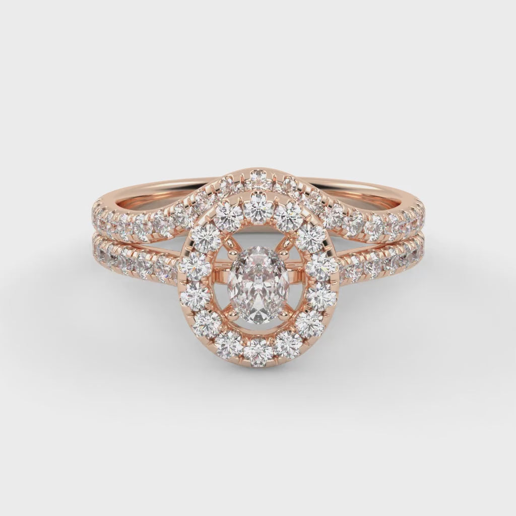 IGI Certified 0.90 Carat Curved Band Bridal Set Ring