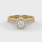 IGI Certified Half Eternity Halo Solitaire Bridal Set Rings for Women