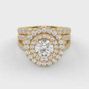 IGI Certified Double Halo Lab Diamond Bridal Set Ring