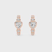 Edie Heart Diamond Hoop Earrings