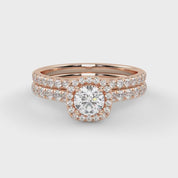 IGI Certified Half Eternity Halo Solitaire Bridal Set Rings for Women