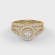 IGI Certified Double Halo Lab Diamond Bridal Set Ring
