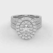 IGI Certified Oval Shape Double Halo Bridal Set Ring