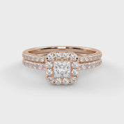 IGI Certified Half Eternity Halo Bridal Set Rings for Women