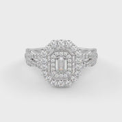 IGI Certified Emerald and Round 0.95 Carat Lab Grown Diamond Engagement Ring