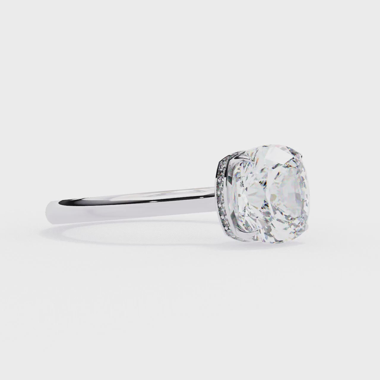 Cushion Cut Solitaire Lab Grown Diamond Engagement Ring