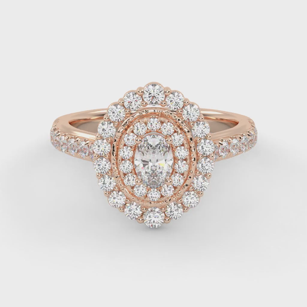 IGI Certified Oval and Round 1.05 Carat Lab Grown Diamond engagement Ring